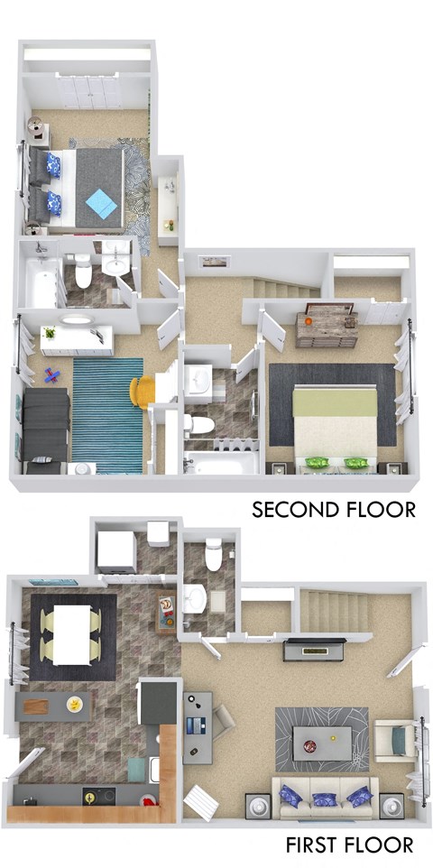 a floor plan of a second and first floor of a house